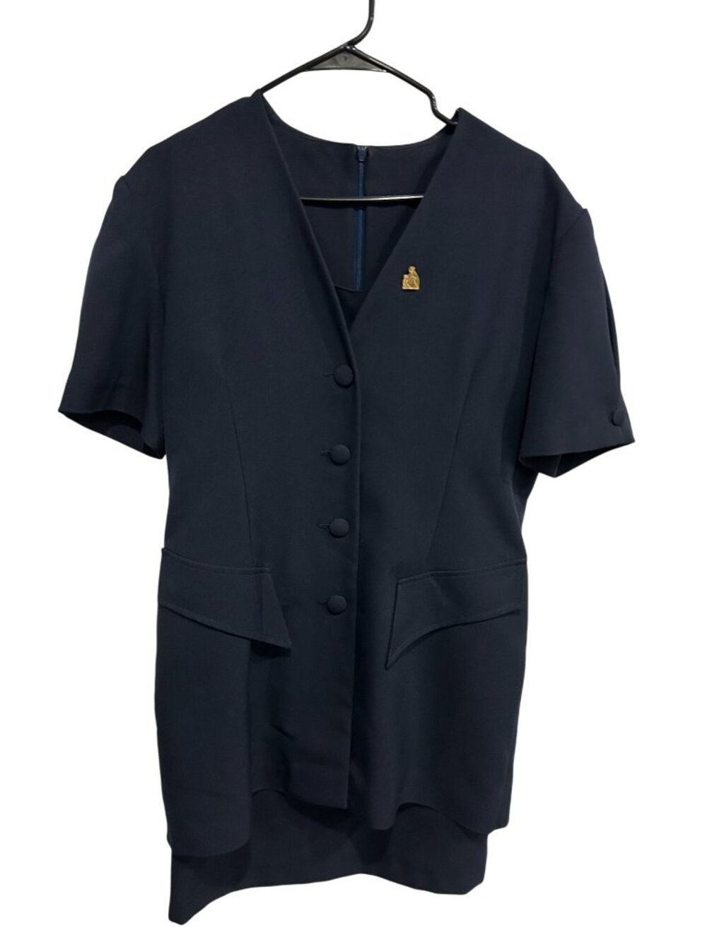 Casting Navy Blazer Sheath Dress Set Size T4 Polyester Quiet Luxury Parisian